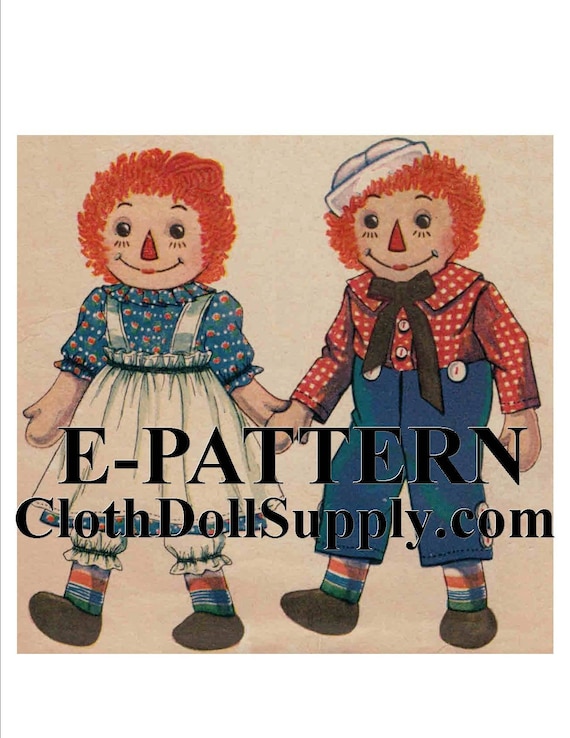 E Pattern Raggedy Ann Andy Doll Sewing Pattern Ep 0 Etsy