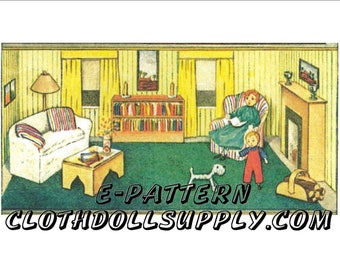 E-Pattern – Dollhouse with Family & Furniture Sewing Pattern #EP 1002