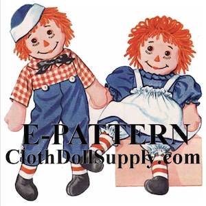 E-pattern – 36-inch Large Raggedy Ann & Andy Doll Sewing