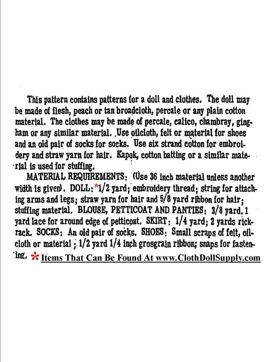 E Pattern Doll With Suspender Skirt Sewing Pattern Ep 791 Etsy