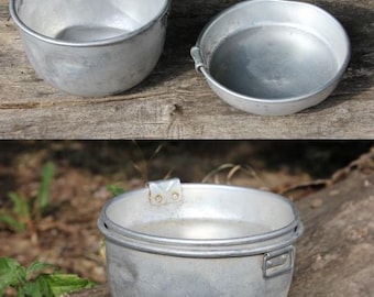 Vintage Iron Curtain Era Bulgarian Army Aluminum Mess Tin Set - Used With Dings And Dents 100% Sevicible