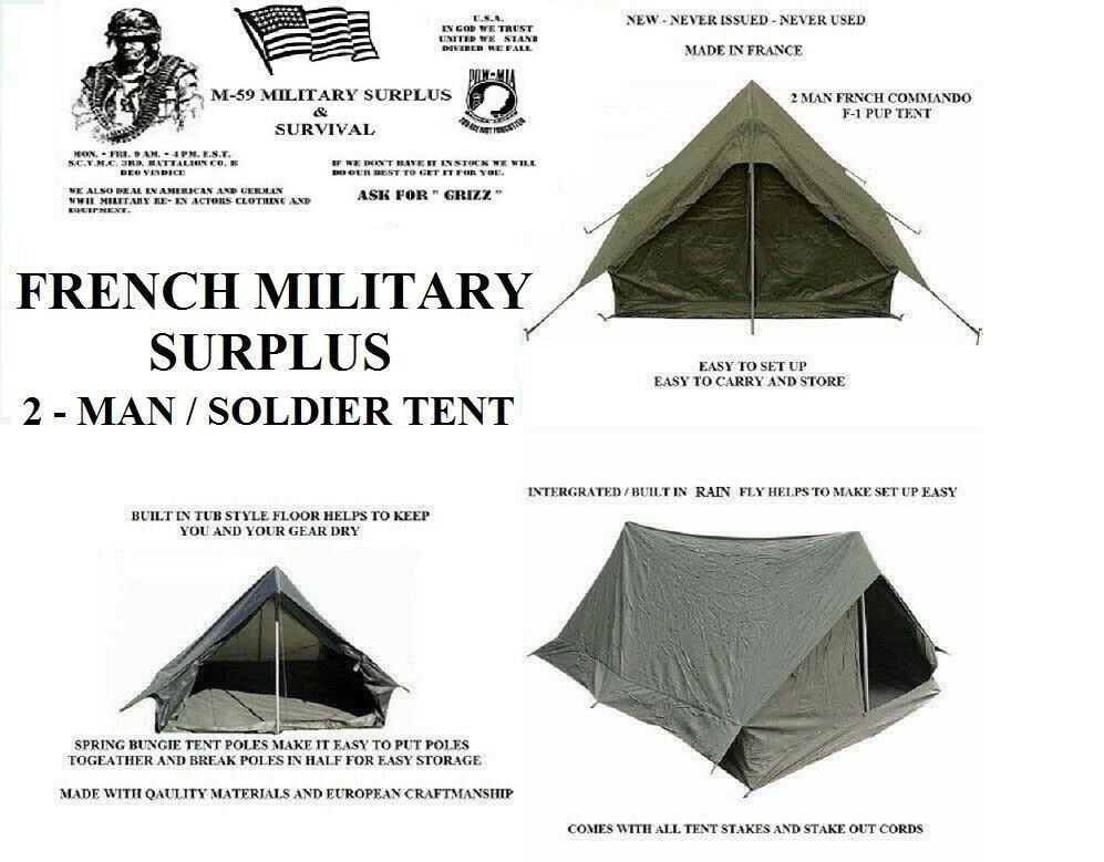 NEW French Military Surplus Man F1 Pup Tent Backpacking Shelter