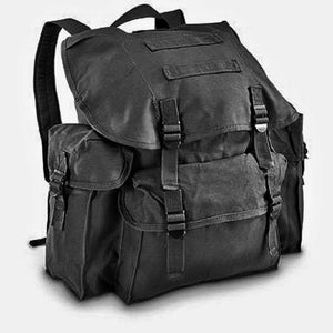 Old School Style Canvas 100% Cotton Back Pack With Adj. Shoulder Straps BLK - USED