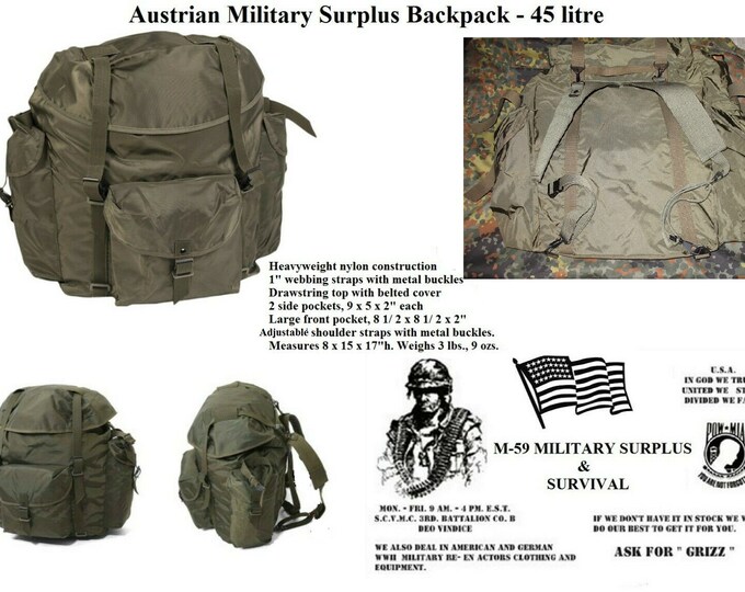 Austrian Military Surplus 45L Backpack O.D. New Old Stock Etsy