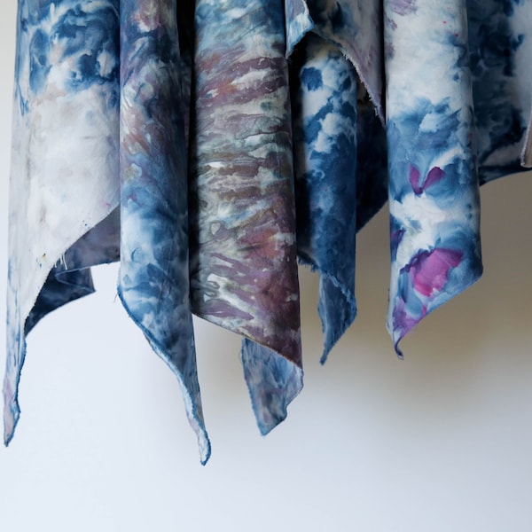 Blue Ice-Dyed, Hand Dyed Cotton Fabric - Tide Pool