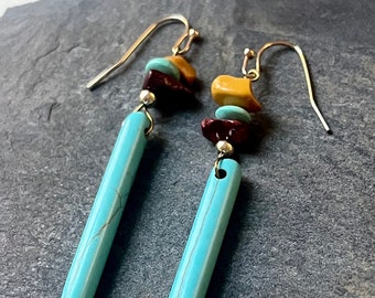 Turquoise Dagger Dangle Earrings