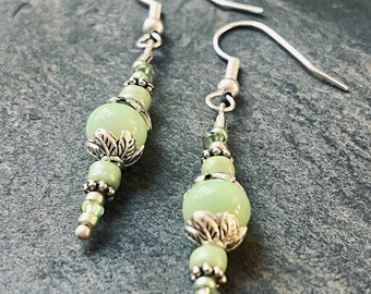 Jade & Silver Dangle Earrings