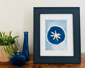 Framed Cyanotype Flower Collage