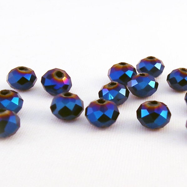 PSW40 - 50 Precious Pearls Blue Violet Electric Violet with Reflections 6mm X 4mm In FacetEd Crystal