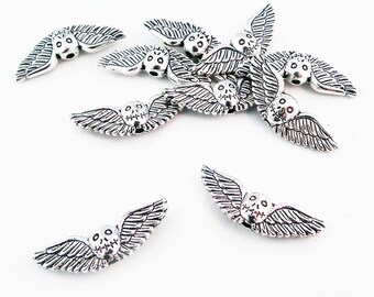 Lot De 4 Perles Tête De Mort 3D En Argent Tibétain Doré - 13x10 Mm - Neuf