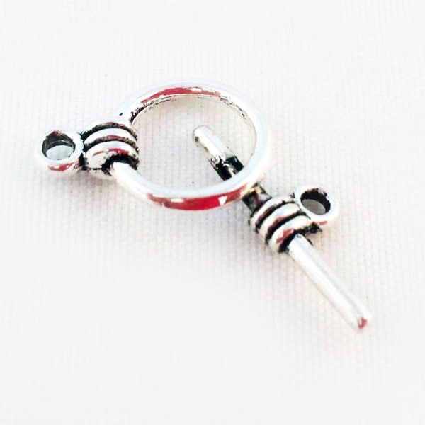 CEF35 - Argent vieilli ou Doré Fermoir Toggle Rond couleur au choix / Dull Silver or Gold Metal Round Toggle Clasps