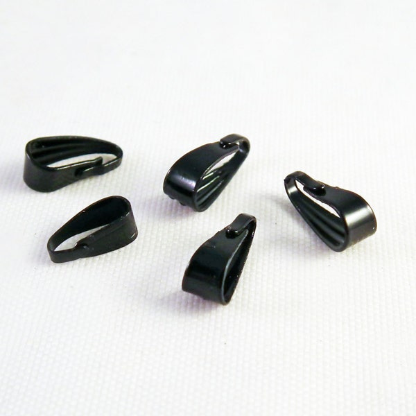 FC17 - Lot of Black Bails with clip 8mm X 3mm in Metal / 8mm X 3mm Real Black Metal Bails