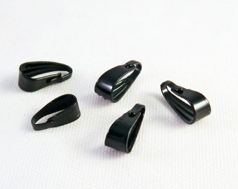 FC17 - Lot of Black Bails with clip 8mm X 3mm in Metal / 8mm X 3mm Real Black Metal Bails