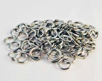 ANS50 - Set of 100 Junction Rings of 3mm 4mm 5mm 6mm 7mm 8mm Color Aged Silver