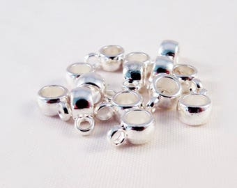 BEL19 - Lot de Bélières Perle Lisse Argent Brillant de 9mm X 4mm