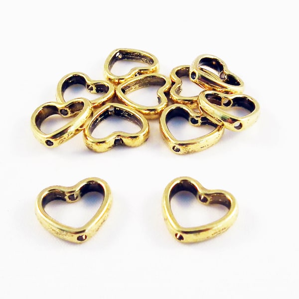 ISP09 - 5 Modèles Perles intercalaire Spacer Coeur Doré Argent amour / 5 styles Silver Gold colour Metal Heart Love Shape Spacer Beads