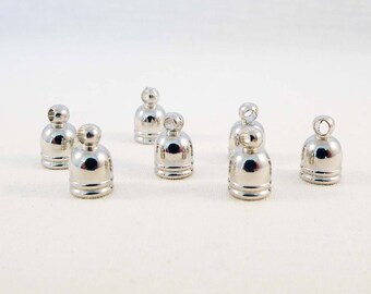 EMB09 - Lot of 10 End caps to stick 9mm X 6mm Silver