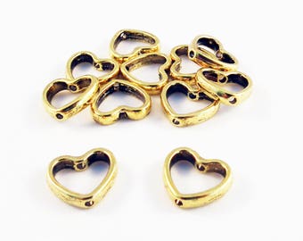 ISP09 - 5 Models Mid Beads Spacer Golden Heart Silver Love / 5 Styles Silver Gold Colour Metal Heart Love Shape Spacer Beads