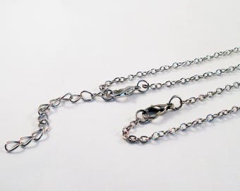 SP48 - Support collier à Mailles argenté de 44cm ou 40cm chainette d'extension / Silver Chain Necklace of 44cm or 40cm with extender chain