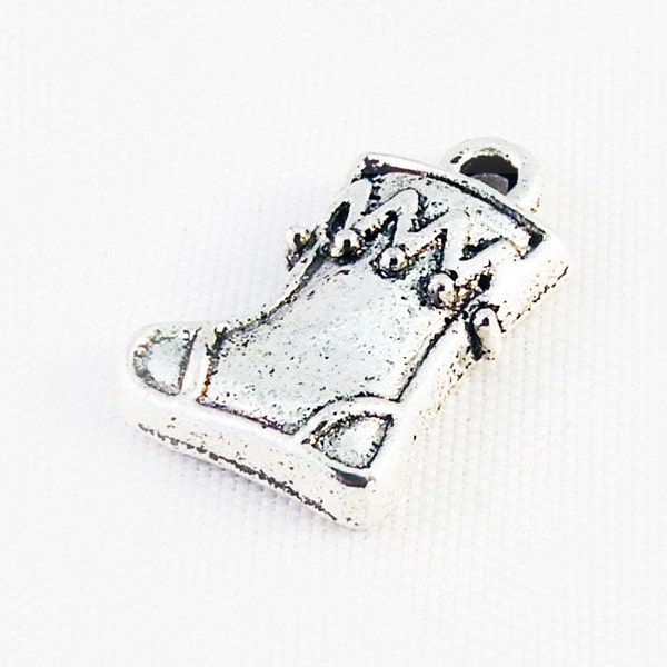 BCP134 - 1 bottom boot socks Christmas home decor antique silver pendant charm / 1 Piece Silver Alloy Christmas Sock Gift Pendant Charm