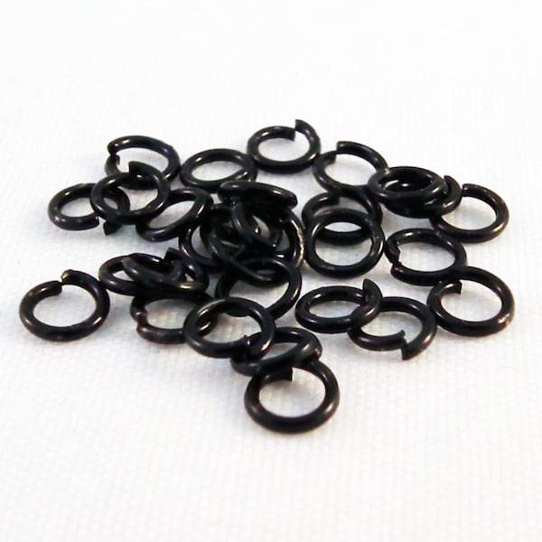 FC10 - Anneaux de jonction ouverts ou double en Métal de couleur Noir 3mm 4mm 5mm 6mm 7mm 8mm 10mm 12mm 14mm 16mm / Real Black Jump Rings