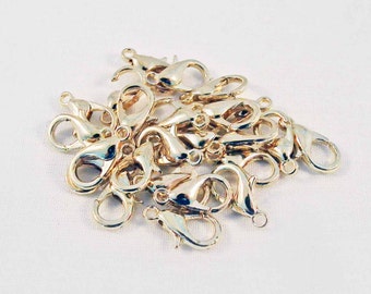 CEF41 - Lot de Fermoirs à Mousqueton, Couleur Doré Champagne, 12mm / 12mm Champagne Gold Lobster Clasp.