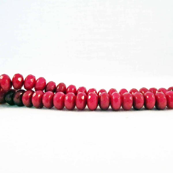PDL107 - Lot of 50 8X5mm Faceted Crystal Glass Pearls in Brazilian Red Ruby Abacus
