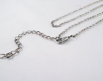 SBC105 - Brillante collar de cadena de plata de 46 cm con cierre de mosquete y cadena de extensión