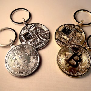 A0321 Porte-Clé Breloque Pendentif BTC monnaie décentralisée crypto cryptomonnaie Bitcoin Argent ou Doré ou Or Rose image 4