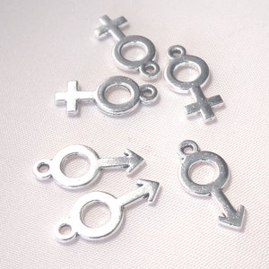 A1220 - 2 models Charms Pendant Symbol Male Female Man Woman Silver / 2 styles Silver Love Mars Venus symbol Pendants Charms