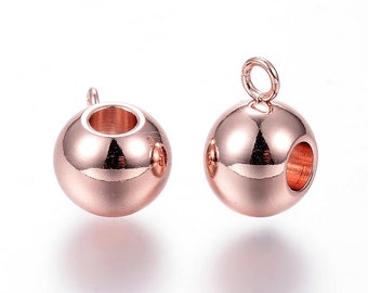 P0121D - Bélières couleur Or Rose de 11x6x7~8mm en Acier inoxydable / Ion Plating  (IP) 304 Stainless Steel Hanger Link Bail Beads Rose Gold