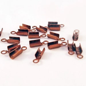 CEF29 - 3 Sizes Red Copper Crimp Cord End Caps for Crimping, Bending, and Pinching / 3 Sizes Red Copper Crimp Cord End Caps Tips for Hide Knots and Beads
