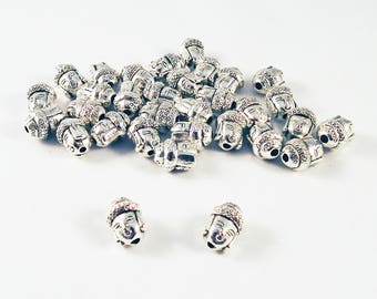 ISP79 - Spacer Interlayer Beads Buddha Head Charms Aged Silver