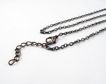 SBC107 - Collier à chaîne 46cm Maille Bronze avec fermoir à mousqueton et chainette d'extension