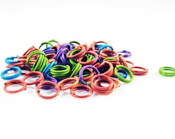 FC35 - 20 Anneaux Jonction Doubles couleurs mixtes ou Bleu Violet Vert Orange / 20 Mixed Colours or Blue Purple Green Double Loop Jump Rings