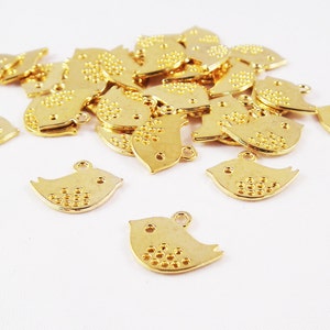 BCP78 - 3 designs charm pendant cute bird Ajoure gold silver or Bronze / Gold 3 Styles Gold Silver Bronze Cute Bird Charms Pendants