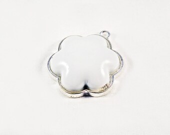 ITL97 - large domed clover flower charm pendant white acrylic