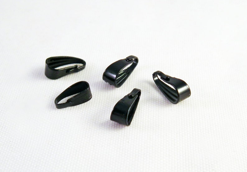 FC17 Lot de Bélières Noires à pince 8mm X 3mm en Métal / 8mm X 3mm Real Black Metal Bails image 1