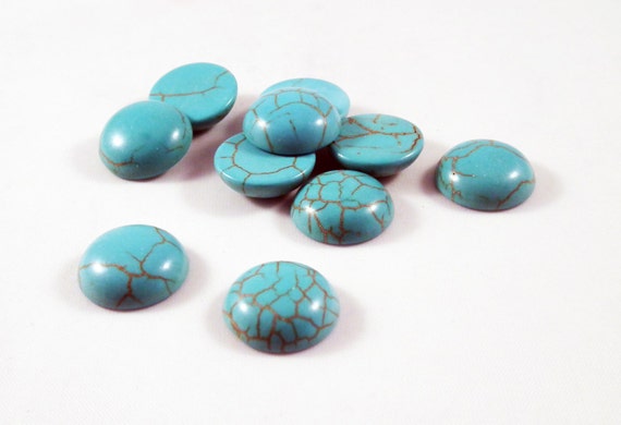 10-Piece Natural Blue Turquoise Gemstone Cabochons - Flat Back Dome 4mm To 14mm 4 thumbnail image