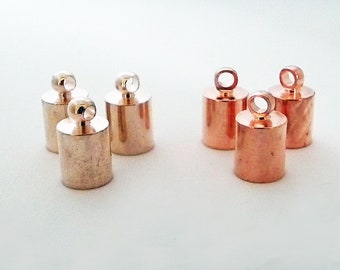 FC15 - 5 Embouts à coller Champagne reflets rosé Plaqué Or Rose / 5 Pieces Champagne Rose Gold shade Cord End Caps Tips Hide Knots Beads