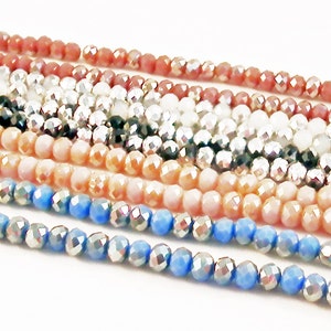 SW01 - Glass Abacus bicolor 5 colors Blue White Black Rose beads / Electroplate Glass Beads 5 colors Blue White Black Pink Gemstones