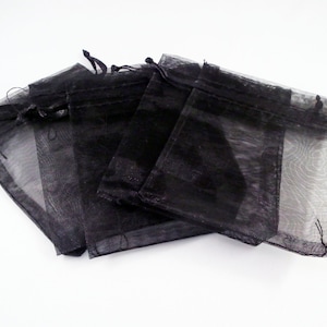 SP27 - 4 Color Choice 5 Gift Pockets Organza Black Violet Lilas Blue Rose / 5 Pieces Black Purple Lilac Pink Organza Pouches Bags