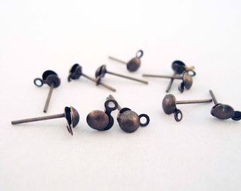 BO25 - Set of 12 Bronze Studs Round Stud Earring Support