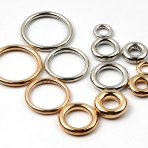 A1222J - 10 Stainless Steel Silver Gold Closed Soldered Jump Rings 8mm-21mm / 10 Stainless steal Silver Gold Closed Soldered Jump Rings 8-21mm