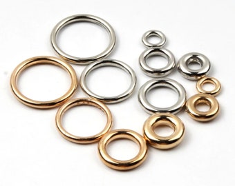 A1222J - 10 Stainless Steel Silver Gold Closed Jump Rings 8mm-21mm / 10 Stainless steal Silver Gold Closed Soldered Jump Rings 8-21mm