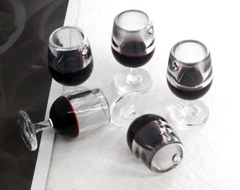 A2301V - Breloques Pendentifs Verre de vin Rouge en verre 3D Vino Wine Cocktail Fête Célébration