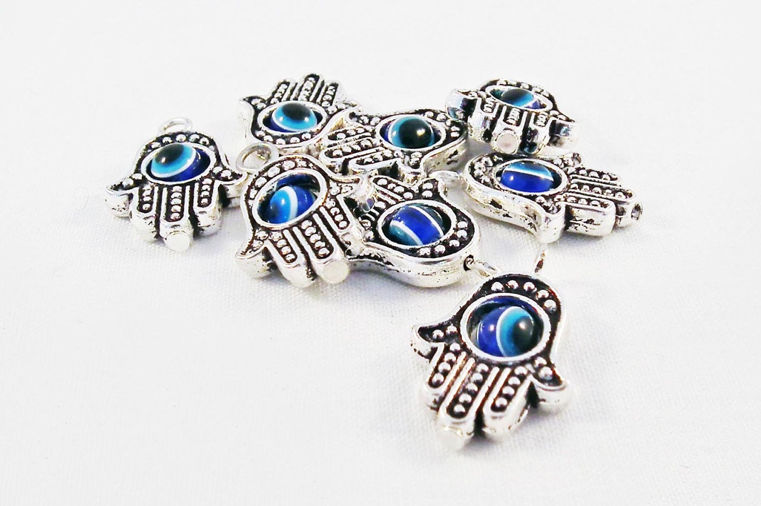 BCP34 - Silver or Gold Fatima Hand Pendant Charm Lucky Greek Eye Bead Eye  of Horus / Silver or Gold Fatma Hand Evil Eye Hamsa - Etsy Israel