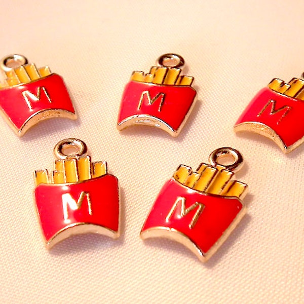 A06213 - French Fries Pendant Charm containing mythical red and yellow McDonalds Fast Food style