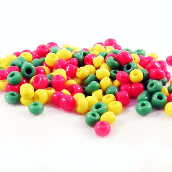 ISP42 - Lot of Rock pearls Tints Jamaica Red Bob Marley / 2mm Bob Marley Jamaica Czech Glass Seed Spacer Beads