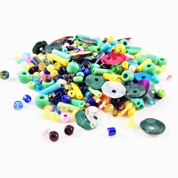 PRO01 - Lot de 500 pièces embellissement Perles de Rocailles, paillettes, Tube, Broderie, Sequin Bijoux coller Scrapbook